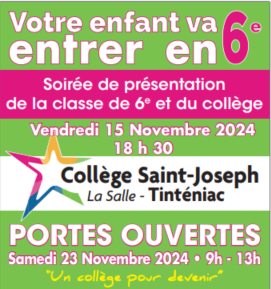 Rendez-vous le 23 novembre : Les Portes Ouvertes du Collège Saint Joseph La Salle vous attendent !